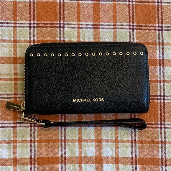 Michael Kors Black and Gold Wristlet - Picture 1 of 5